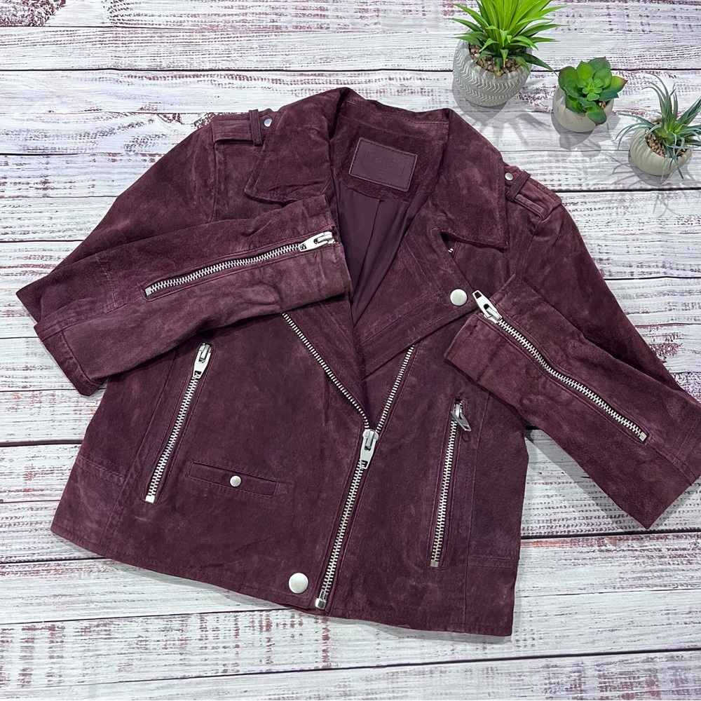 Women's Suede Leather Jacket - Purple